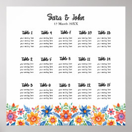 Kleurrijke Mexicaanse Bloemen Trouwstoel Grafiek Poster