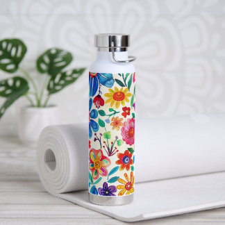 Kleurrijke Mexicaanse bloemen Waterfles