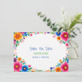 Kleurrijke Mexicaanse Bloemige Bruiloft Save The Date (Staand voorkant)