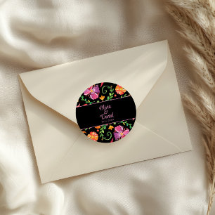 Kleurrijke Mexicaanse Bloemrijke Feestelijke Bruil Ronde Sticker