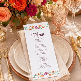 Kleurrijke Mexicaanse Bloemrijke Fiesta Bruiloftsm Menu