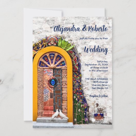 Kleurrijke Mexicaanse boog deur met Talavera bruil Kaart (Voorkant)