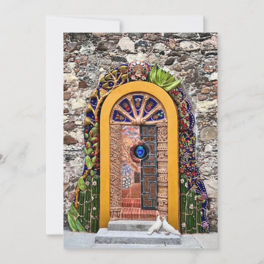 Kleurrijke Mexicaanse boog deur met Talavera bruil Kaart (Achterkant)