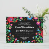 Kleurrijke Mexicaanse borduurwerk bruiloft uitnodi Kaart (Staand voorkant)