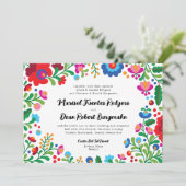 Kleurrijke Mexicaanse borduurwerk bruiloft uitnodi Kaart (Staand voorkant)