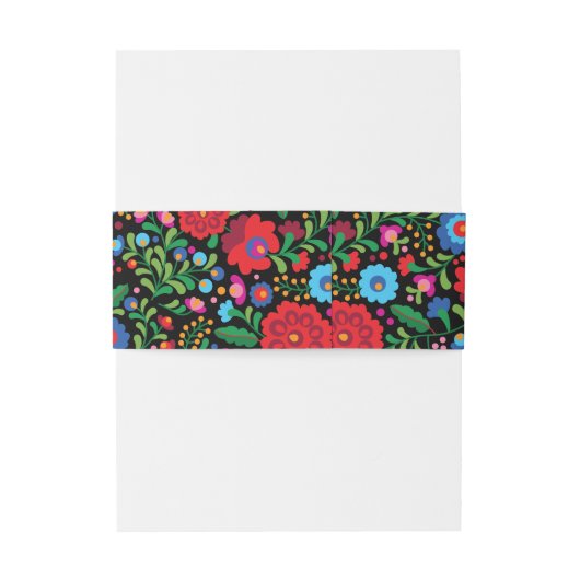 Kleurrijke Mexicaanse borduurwerk Monogram bruilof Uitnodigingen Wikkel (Achterkant Voorbeeld)