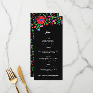 Kleurrijke Mexicaanse Borduurwerk Ontvangstdiner Menu