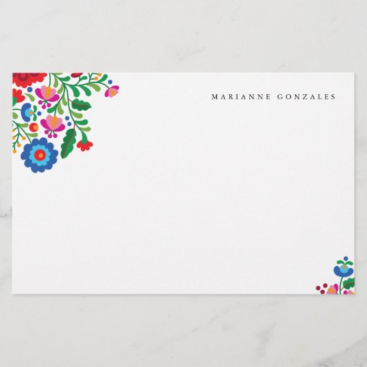 Kleurrijke Mexicaanse borduurwerk voor aangepaste  Briefpapier (Voorkant)