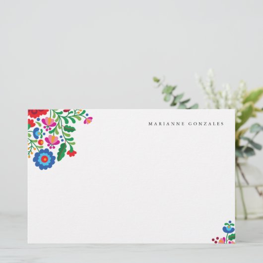 Kleurrijke Mexicaanse borduurwerk voor aangepaste  Briefpapier (Staand voorkant)