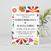 Kleurrijke Mexicaanse bruiloft uitnodigingen (Staand voorkant)