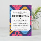 Kleurrijke Mexicaanse bruiloft uitnodigingen (Staand voorkant)