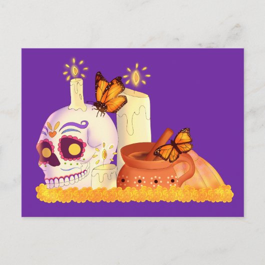 Kleurrijke Mexicaanse dag van de dode suikerschede Briefkaart (Voorkant)