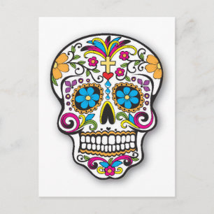 Kleurrijke Mexicaanse dag van de dode suikerschede Briefkaart