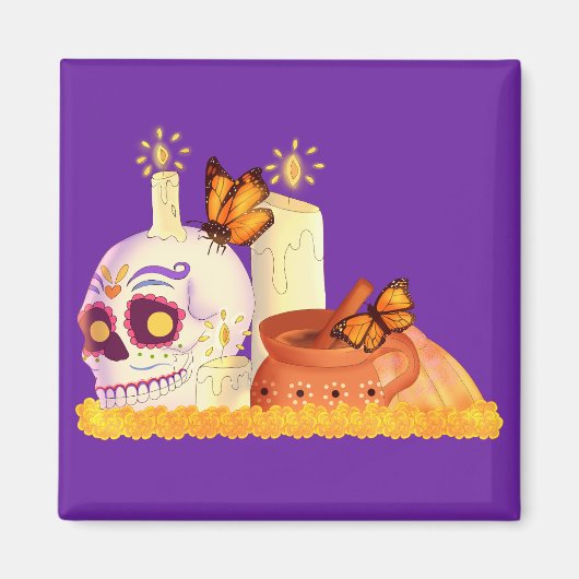 Kleurrijke Mexicaanse dag van de dode suikerschede Magneet (Voorkant)