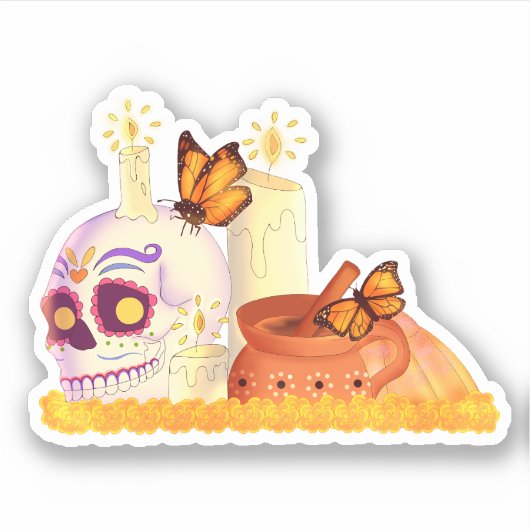 Kleurrijke Mexicaanse dag van de dode suikerschede Sticker (Voorkant)
