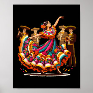 Kleurrijke Mexicaanse dansers vieren Cinco De Mayo Poster