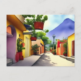 Kleurrijke Mexicaanse dorpsstraat Schilderachtige Briefkaart