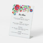 Kleurrijke Mexicaanse Embroidery Bar Menu Tabel Te Reclamebord Met Voetstuk (Voorkant)