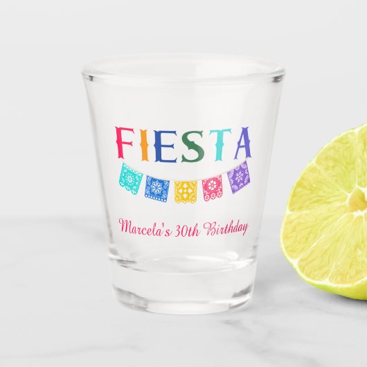 Kleurrijke Mexicaanse Feest Verjaardag Shot Glas (Voorkant)