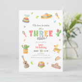 Kleurrijke Mexicaanse Fiesta 3e verjaardag uitnodi Kaart (Staand voorkant)