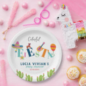 Kleurrijke Mexicaanse Fiesta Baby shower Party Papieren Bordje (Feest)