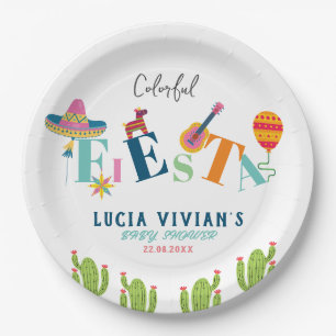 Kleurrijke Mexicaanse Fiesta Baby shower Party Papieren Bordje