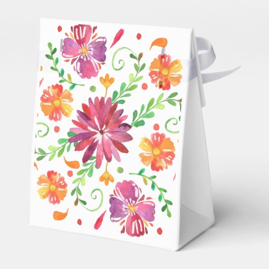 Kleurrijke Mexicaanse Fiesta Bloemen Bruiloft Bedankdoosjes (Achterkant)