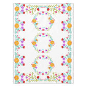 Kleurrijke Mexicaanse Fiesta Bloemen op Wit Tafelkleed (Voorkant)