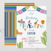 Kleurrijke Mexicaanse Fiesta Cactus 1e Verjaardag Kaart (Voorkant / Achterkant)