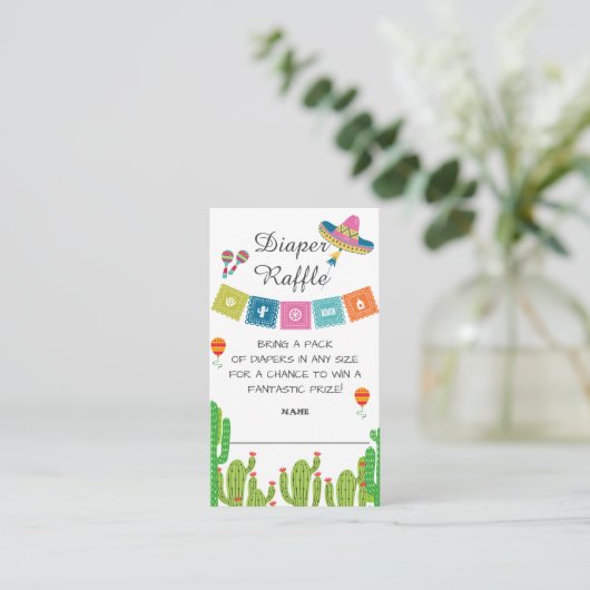 Kleurrijke Mexicaanse Fiesta Cactus luier loterij Informatiekaartje (Staand voorkant)