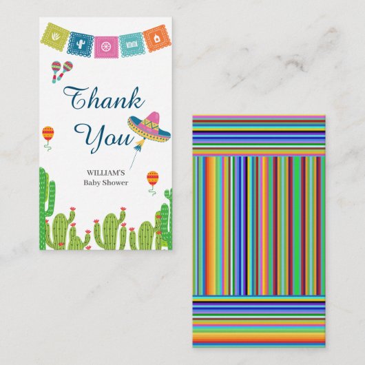 Kleurrijke Mexicaanse Fiesta Cactus Verjaardag Dan Informatiekaartje (Voorkant / Achterkant)