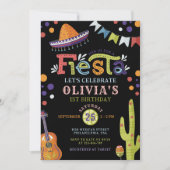 Kleurrijke Mexicaanse Fiesta Eerste Verjaardag Zwa Kaart (Voorkant)