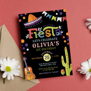 Kleurrijke Mexicaanse Fiesta Eerste Verjaardag Zwa Kaart