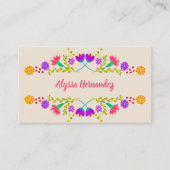 Kleurrijke Mexicaanse Fiesta Floral Champagne Visitekaartje (Voorkant)
