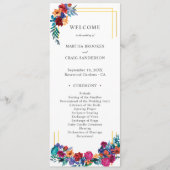 Kleurrijke Mexicaanse Fiesta Floral Wedding Progra Programmakaart (Voorkant)