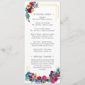 Kleurrijke Mexicaanse Fiesta Floral Wedding Progra Programmakaart (Achterkant)
