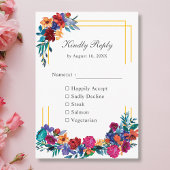 Kleurrijke Mexicaanse Fiesta Flower Wedding RSVP K Informatiekaartje