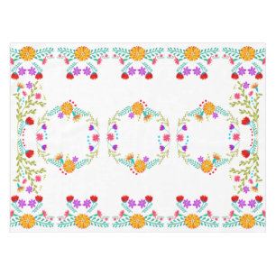 Kleurrijke Mexicaanse Fiesta Flowers op White Tafelkleed