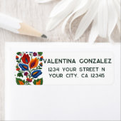 Kleurrijke Mexicaanse Fiesta Folk Art Bloemen Bord Etiket (Insitu)