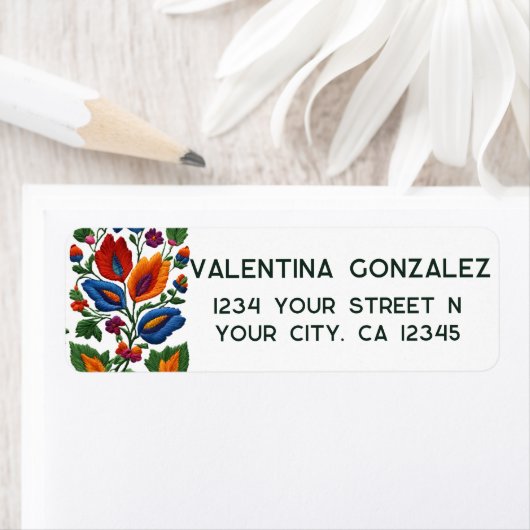 Kleurrijke Mexicaanse Fiesta Folk Art Bloemen Bord Etiket (Insitu)