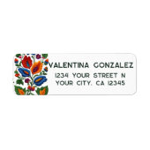 Kleurrijke Mexicaanse Fiesta Folk Art Bloemen Bord Etiket (Voorkant)