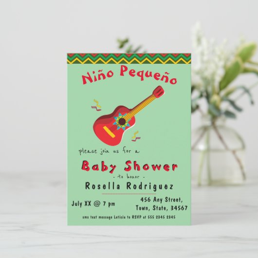 Kleurrijke Mexicaanse Fiesta Jongens Baby Shower U Kaart (Staand voorkant)