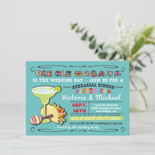 Kleurrijke Mexicaanse Fiesta repetitie diner uitno Kaart (Staand voorkant)