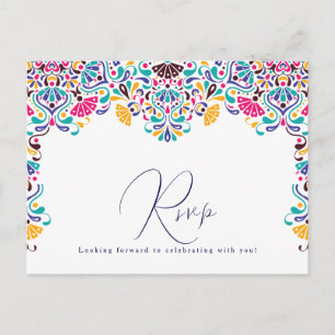 Kleurrijke Mexicaanse Fiesta Stijl Regenboog Bruil Briefkaart