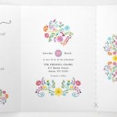 Kleurrijke Mexicaanse finesta trouwde met drieluik Uitnodiging (Binnenkant midden)