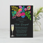 Kleurrijke Mexicaanse Flora Brunch en Mousserende  Kaart (Staand voorkant)