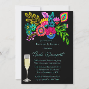 Kleurrijke Mexicaanse Flora Brunch en Mousserende Kaart