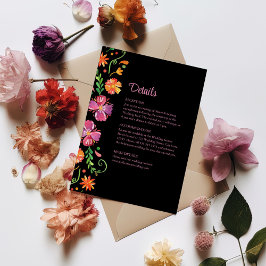 Kleurrijke Mexicaanse Floral Fiesta bruiloft detai Kaart
