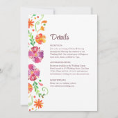 Kleurrijke Mexicaanse Floral Fiesta bruiloft detai Kaart (Voorkant)