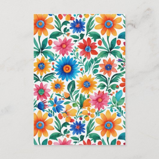 Kleurrijke Mexicaanse Floral Fiesta bruiloft Informatiekaartje (Achterkant)